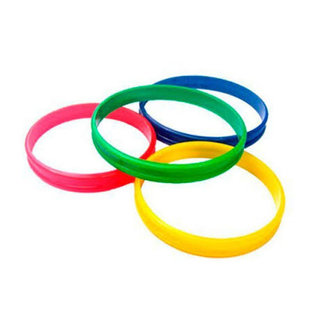 Kit de pulseiras coloridas com 4 unidades nas cores rosa, azul, verde e amarelo